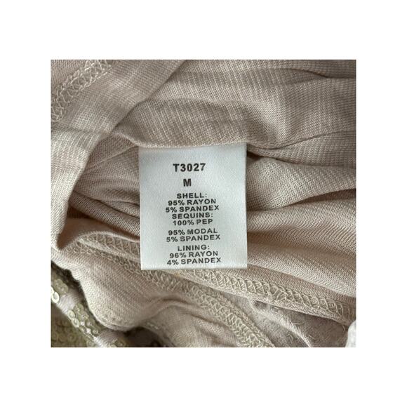 Tart Beige & Gold Sequins Pull On Bodycon Stretchy Chic Mini Skirt Size M - Picture 8 of 9